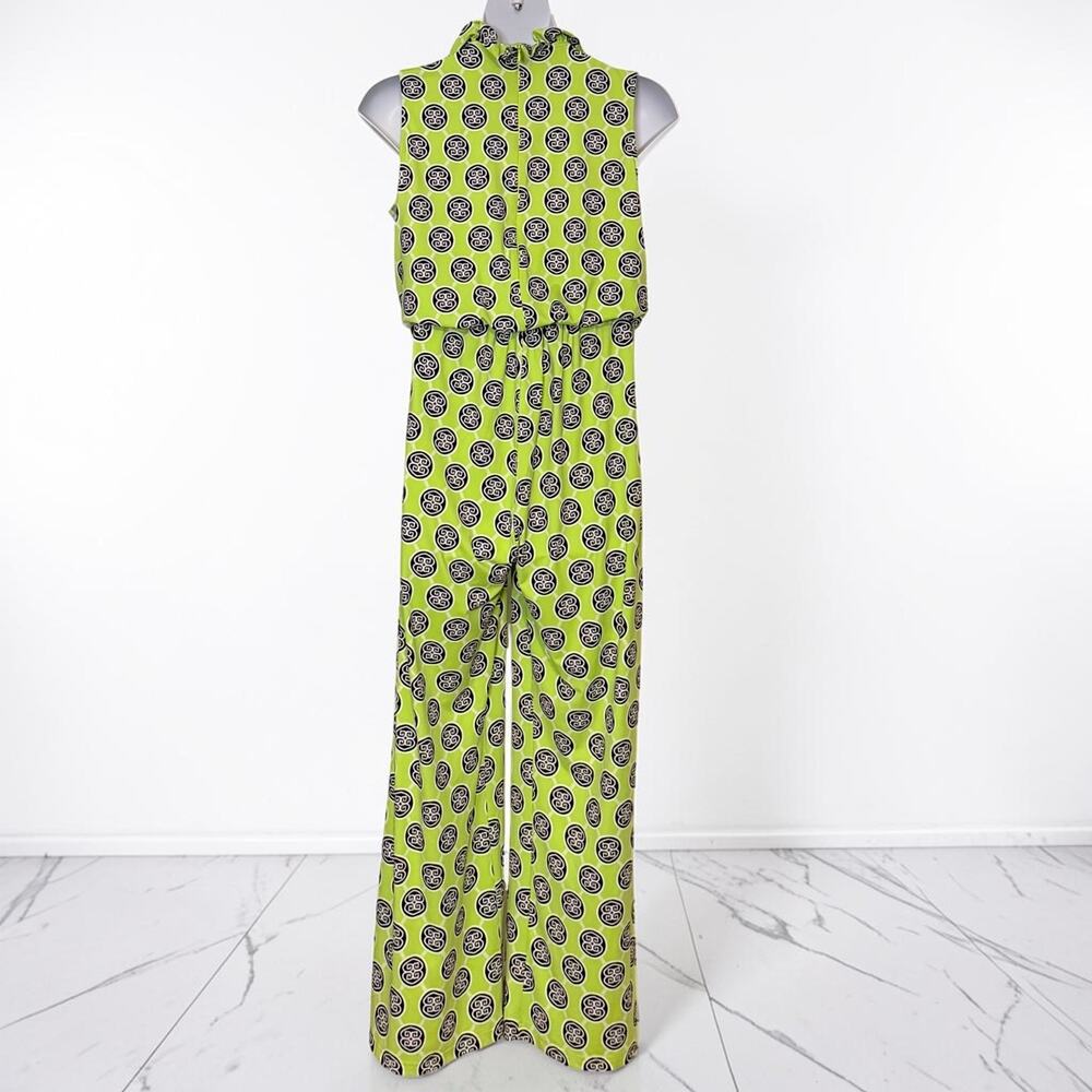 Lulu B Sleeveless Jumpsuit XL Lime Green Resort Wide Leg Paquette Fish Belt - Picture 6 of 12